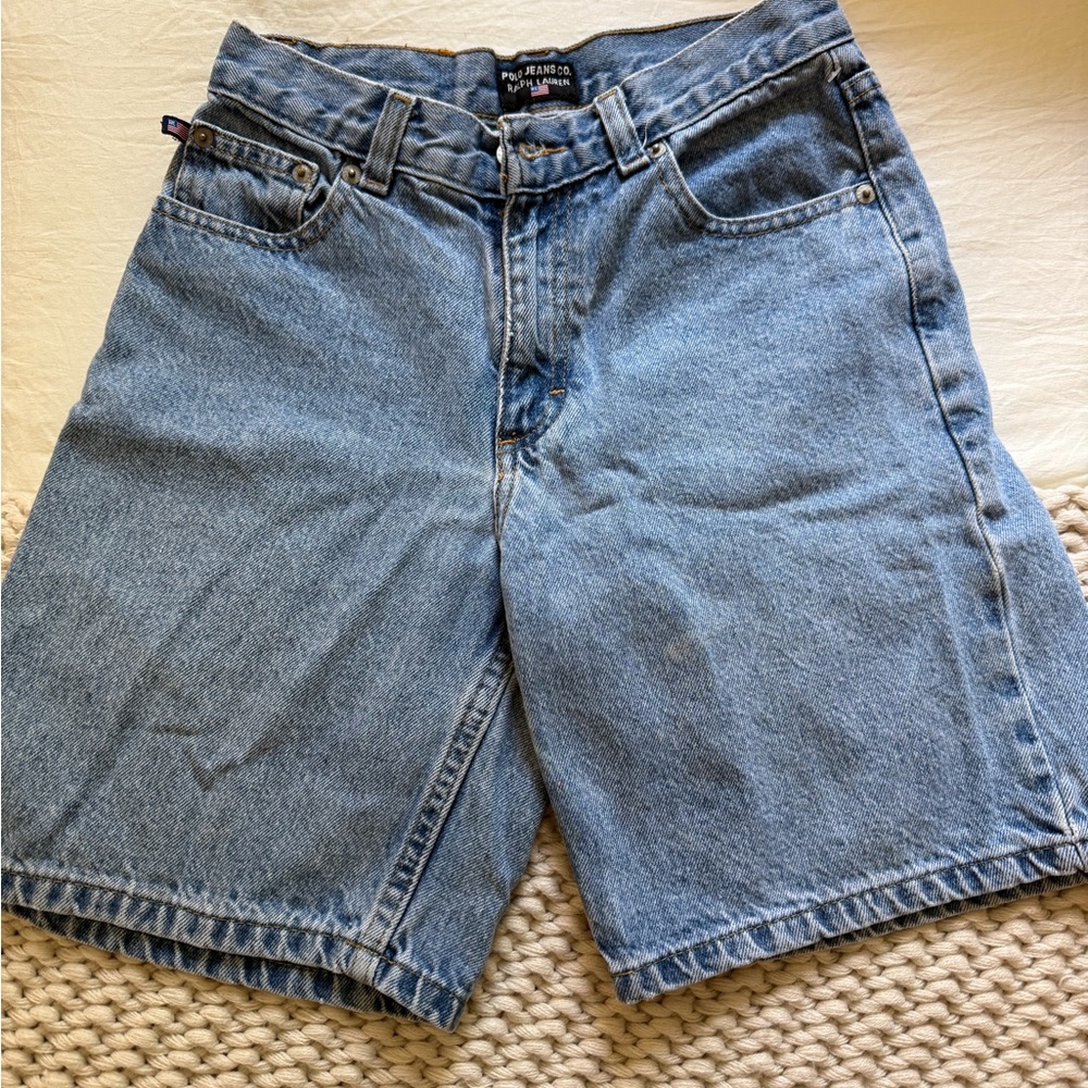 Boys Vintage Polo Ralph Lauren Blue Jean Denim Shorts Size 12